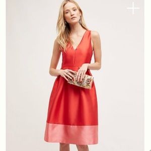 NWOT Stunning Red/Pink Colorblock Anthropologie Dress